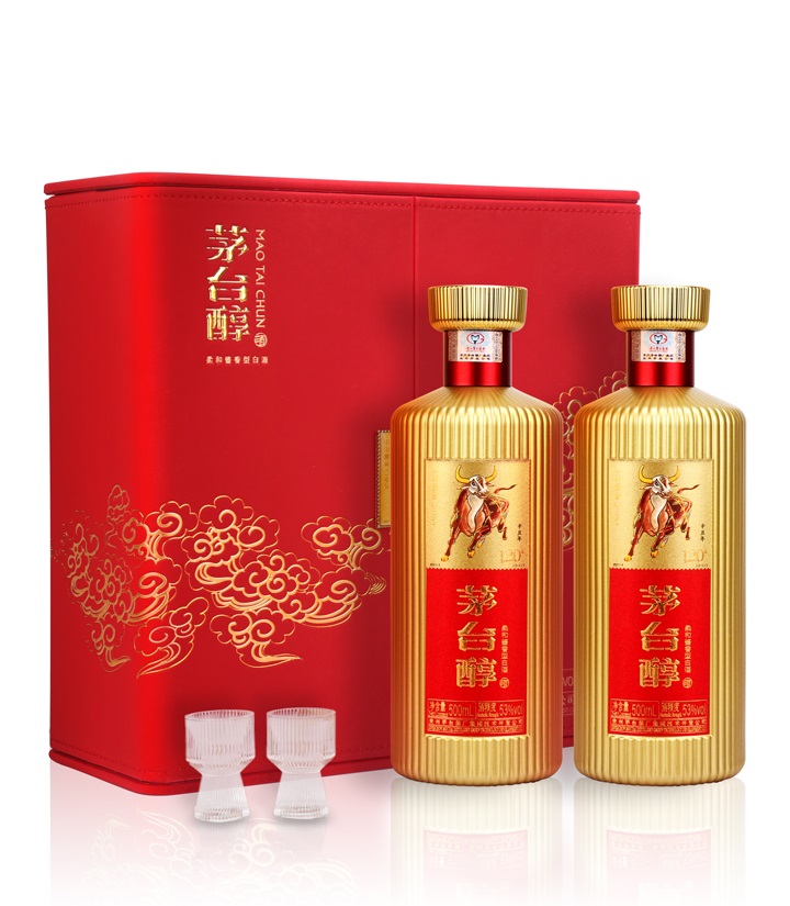 53°茅台醇邮票文化酒礼盒（辛丑牛 中国红）500ml*2 盒