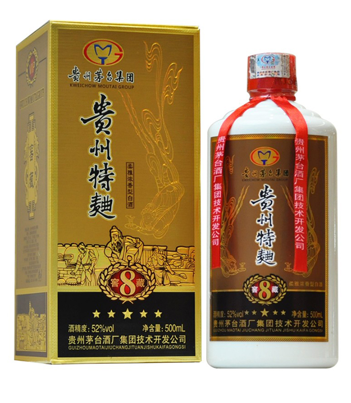 52°茅台技开贵州特曲8窖藏卡盒500ml 件