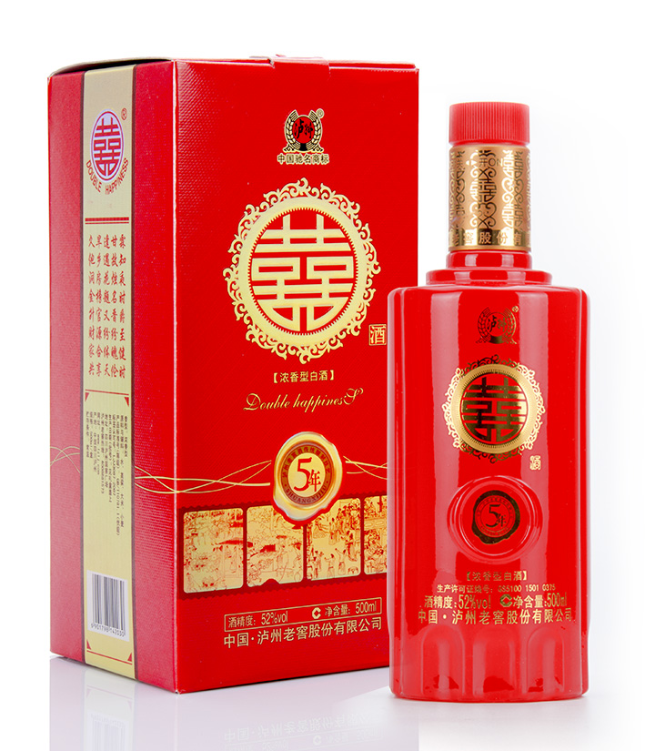 52°泸州老窖双喜酒5年500ml 瓶